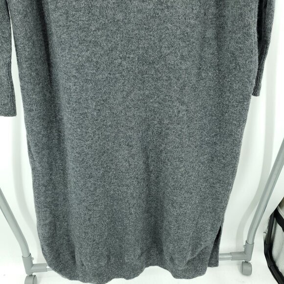 Muji 100% Wool Mock Neck Relaxed Fit Midi Sweater Dress L Gray - Picture 9 of 16